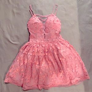 Pink Butterfly Lace Dress